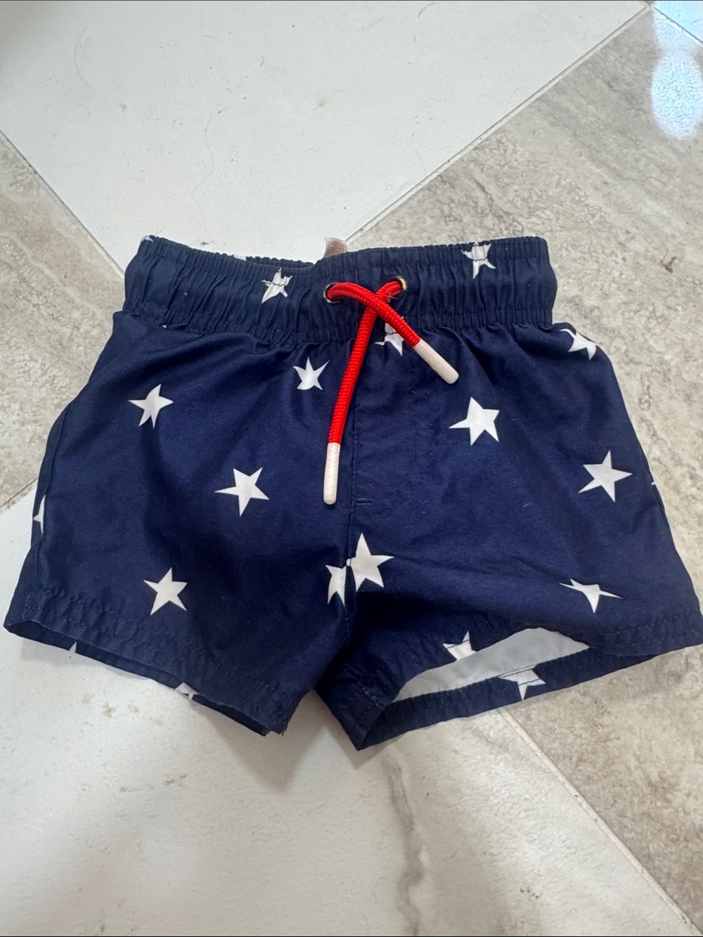 Cat & Jack Navy Star Swim Trunks with Red Drawstring